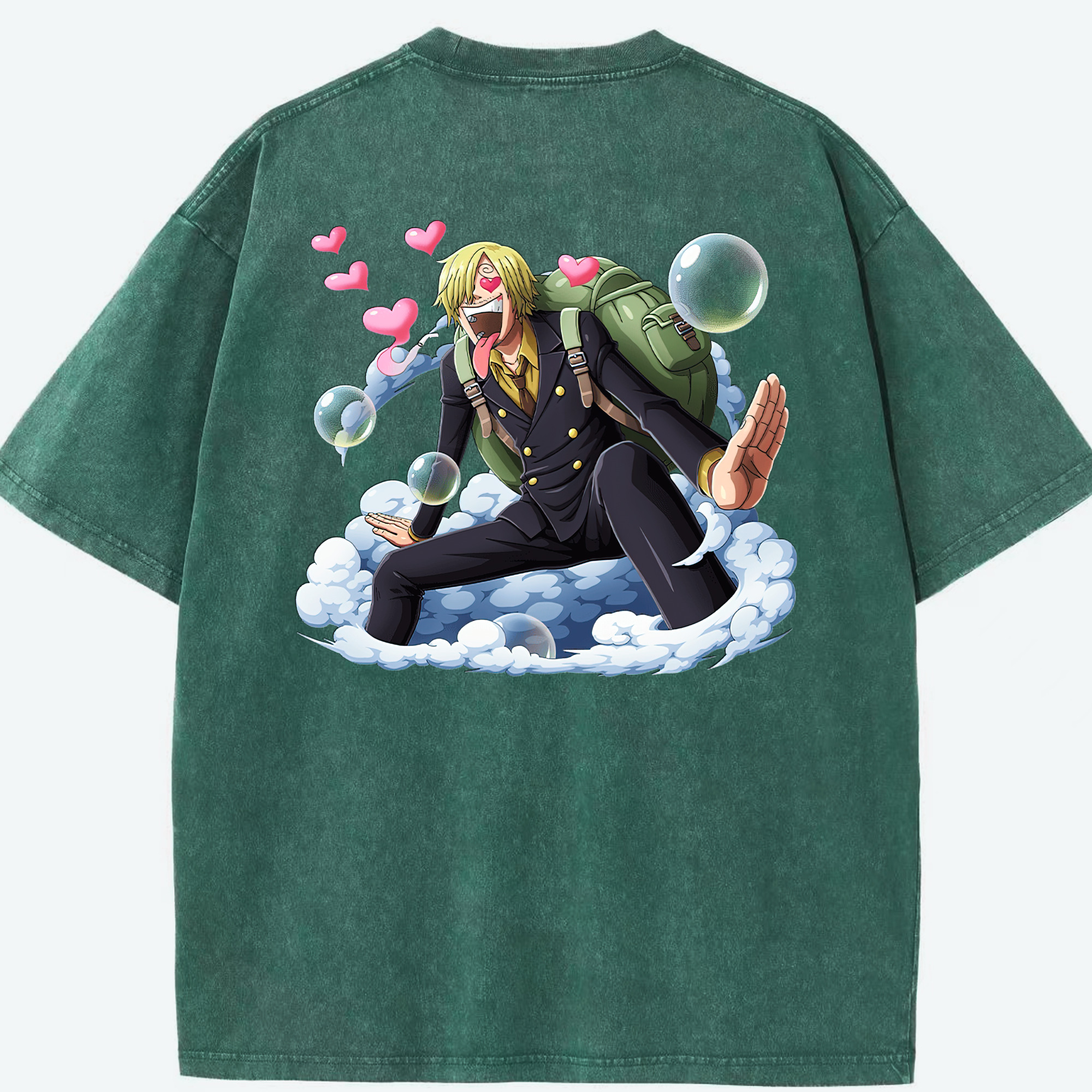 ワンピース サンジ ONE PIECE Sanji 綿100% ヴィンテージ風 半袖Tシャツ（背面プリント）